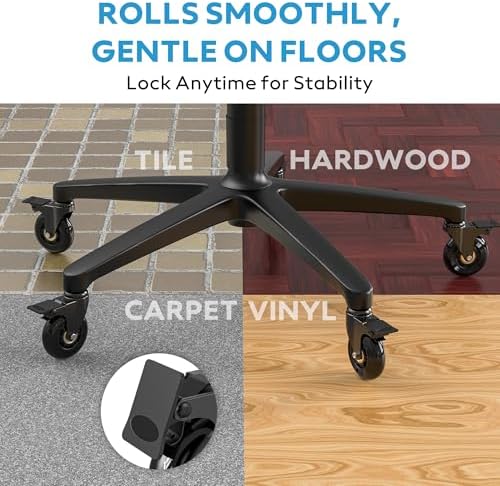 WEWILL Office Chair Wheels - Rubber Casters Replacement Universal Fit 98% Chair(Set of 5) Heavy Duty 3 Inch Smoothly & Quietly Safe for All Floor, Hardwood, Tile, Carpet, Noise Free - Glossy Black