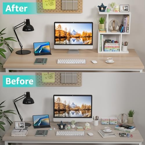 Small Desktop Bookshelf for Top of Desk Shelf - Mini White Table Bookcase 3-Tier Shelves Storage Book Organizer Hutch for Dorm Office College