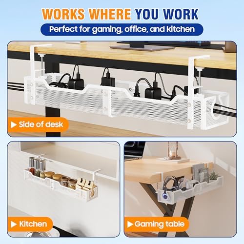 Cable Management Under Desk - 25.2" Open Slots No Dill Cable Tray