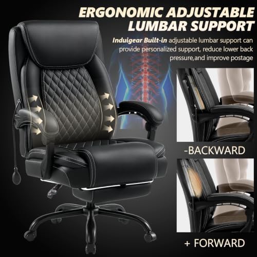 Reclining Office Chair with Foot rest,Comfy Desk Chair with Lumbar Support