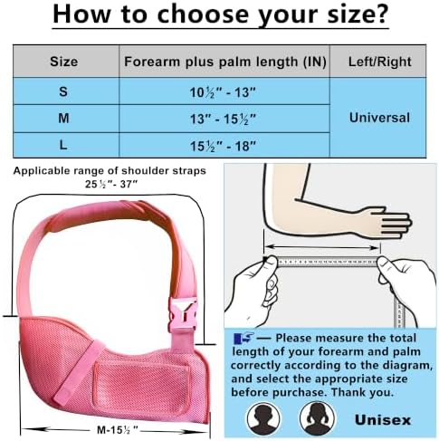 VISKONDA Arm Sling Shoulder Immobilizer-Rotator Cuff Support Brace-Comfortable Medical Sling for Shoulder Injury,Left and Right Arm,Men and Women,for Broken,Dislocated,Fracture,Strain(Pink,Medium)