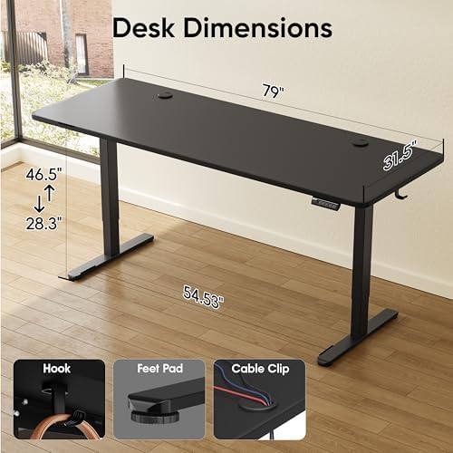 Monomi 79" Large Electric Standing Desk,Height Adjustable for Two-Person