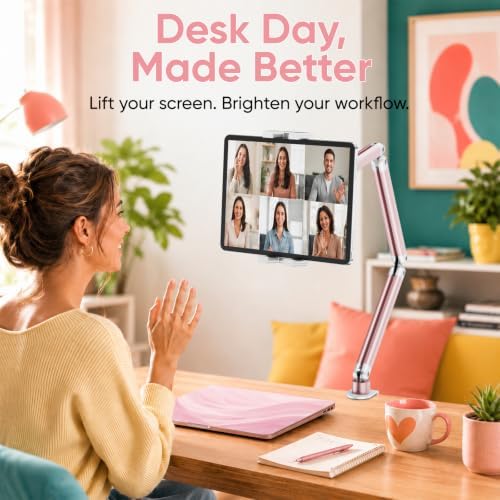 Urmust Portable Monitor Stand up to 18.5", iPad Stand for Desk, Pink