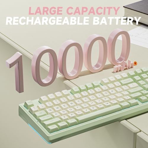 SOLAKAKA KI99 Pro Wireless Mechanical Keyboard Quiet Switch,Hot Swappable Pre-Lubed Switches Silent Keyboard with RGB Backlit,Gasket Structure Computer Gaming Keyboards(GreenWhite, Silent Switch)