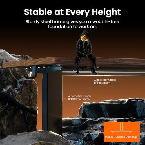 ErGear Height Adjustable Electric Standing Desk, 55 x 28 Inches Sit Stand up Desk, Memory Computer Home Office Desk, Dark Walnut
