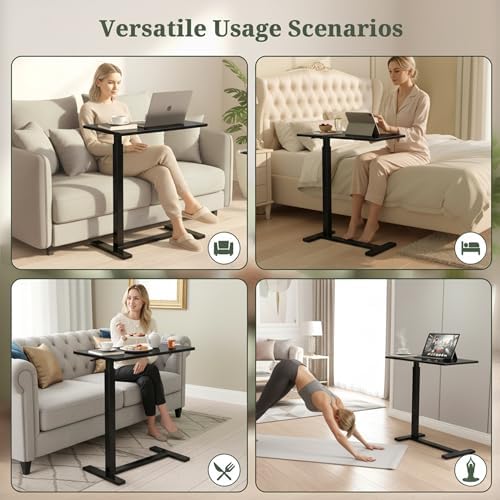 Mobile Standing Desk, Height Adjustable Laptop Desk with Hidden Casters