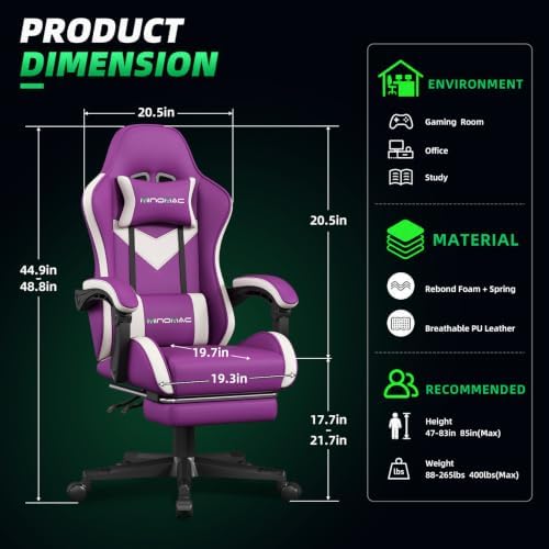 Gaming Chair Ergonomic Gamer Computer Office Chair,Footrest Lumbar Support