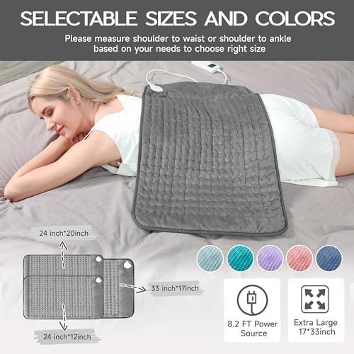 Heating Pad for Period Cramps, Heating Pad for Back/Neck/Shoulder Muscle Pain, 6 Heating & 4 Timer Setting, Birthday Christma s Gifts for Women Mom