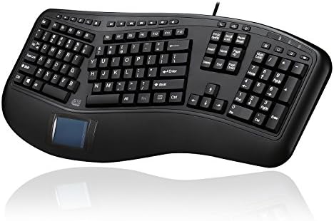 Adesso AKB-450UB Ergonomic Keyboard with Built-in Touchpad, Wired USB