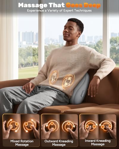 Electric Back Massager, Deep Tissue Kneading Heat for Pain Relief