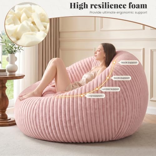 Homkdom Bean Bag Chairs for Adults, Giant Bean Bag Sofa with Back Support