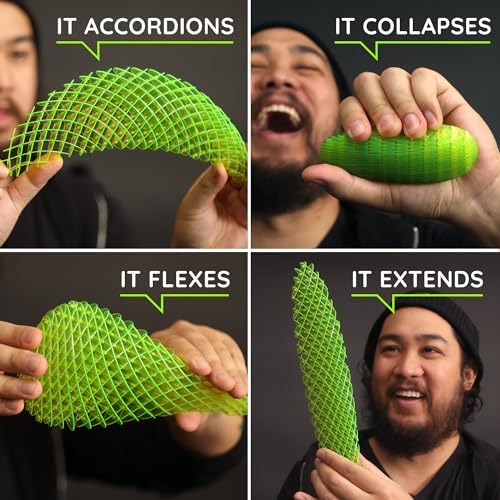 Morf Worm 3D Sensory Fidget Toy for Kids and Adults, Green, Large