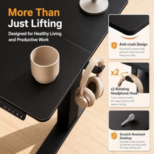 Claiks Electric Small Standing Desk, 35x20 Inch, Black