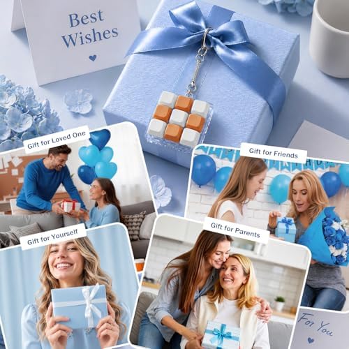 Keyboard Fidget Toy, Creamy Fidget Clicker Keyboard Fidget Keychain, Button Fidget Gifts for Adults, Boost Focus & Ease Anxiety Anywhere — Perfect Stress-Relief Gift (3×3 Grid Layout U)