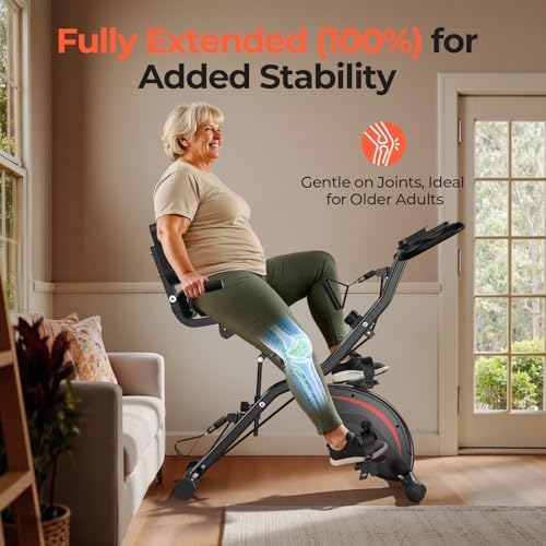 PLENY Folding Exercise Bike, 5 IN 1 Indoor Stationary Bikes for Home