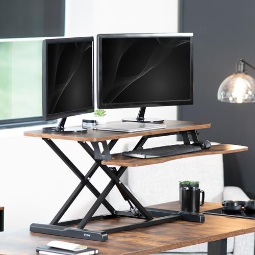 VIVO Rustic Vintage Brown 36 in Standing Desk Converter, DESK-V036KN