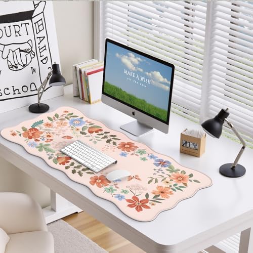 HAOCOO Cute Desk Pad for Desktop Setup, Large Keyboard Mat(Light Pink)