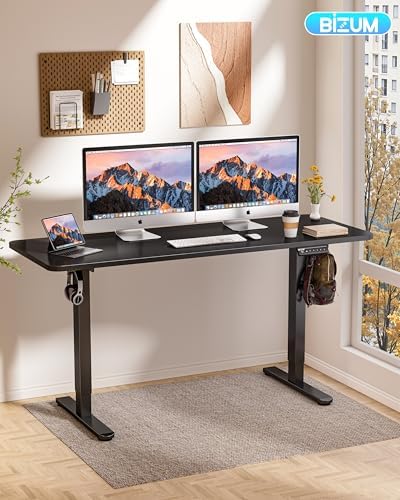BIZUM Electric Standing Desk 60 x 24 Inch Computer Desk-Gaming Desk Black Home Office Desks Height Adjustable Memory Stand Up Computer Workstation