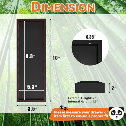 Lixple Bamboo Kitchen Drawer Organizer, 2 Pack, 10" x 3.5" x 2", Black
