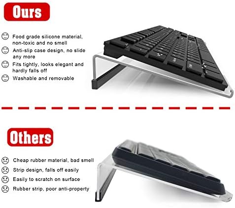 KOTEMON Acrylic Tilted Computer Keyboard Stand for Ergonomic Typing, Keyboard Tray Holder with Silicone Non-Slip Case, Clear
