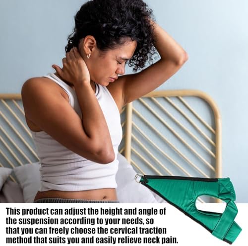 Neck Traction Device - Cervical Stretcher, Adjustable Suspension System with Steel Ring Fixation, Comfortable Relief Support, Durable Tool | Home Use Equipment for Neck Stretching Exercises