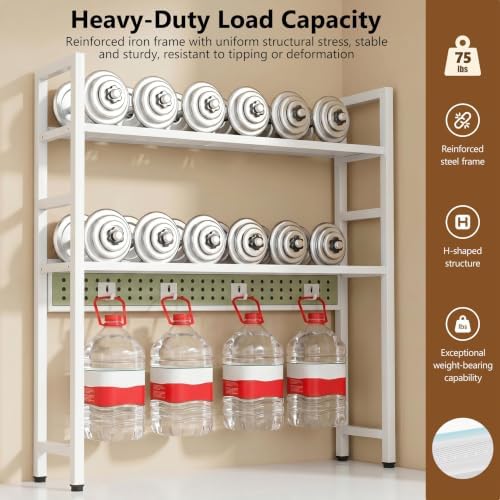 Brakki 2-Tier Desk Shelf, Desk Hutch Bookshelf with Pegboard and Hook Dorm