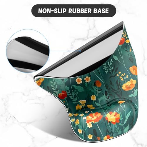 ITNRSIIET Ergonomic Mouse Pad Coaster Set with Gel Wrist Support Wrist Rest Smooth Surface Non-Slip PU Base Comfortable Office Supplies Pain Relief, 9.5 x 8.3 inches, Beautiful Flowers