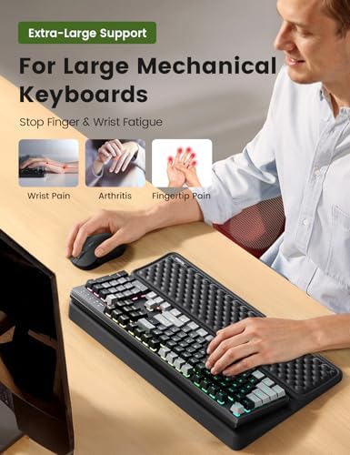 Vaydeer Extra-Large Wrist Rest with Keyboard Stand, Ergonomic Wrist Support Pad, Soft Memory Foam Wrist Cushion for Mechanical 100% Full-Size Keyboard, Carpal Tunnel Pain Relief, Black