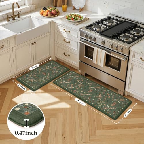 LEEVAN Anti Fatigue Kitchen Mats for Floor, Cushioned Kitchen Mat Set 2PCS