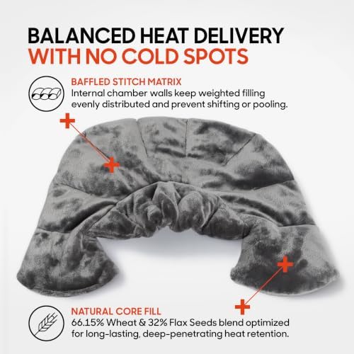 Sharper Image Heated Neck & Shoulder Wrap - Microwavable Warm & Cooling Plush Pad, Scented Aromatherapy (100% Natural Lavender & Herb Spa Blend), Pain Tension Headache Relief Therapy, Gift for Women