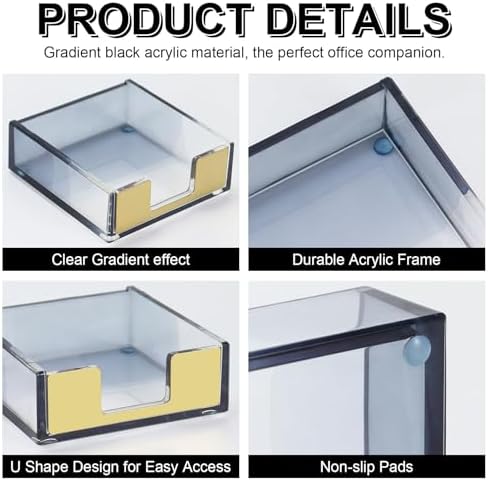 MultiBey Gradient Acrylic Sticky Note Holder Clear Post Memo Pad Dispenser