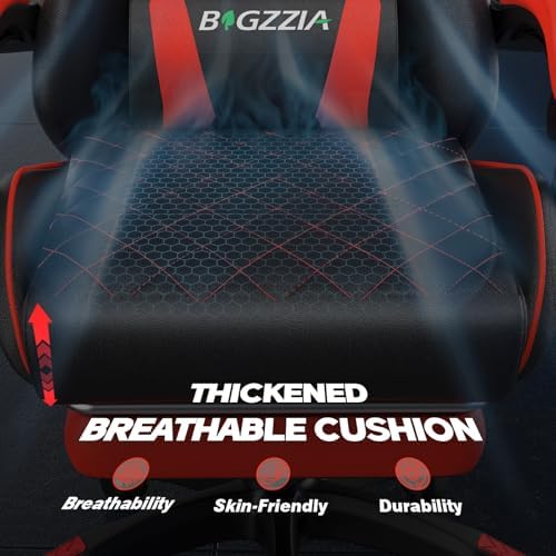 Bigzzia Gaming Chair with Footrest, Comfortable Gamer Chairs Red