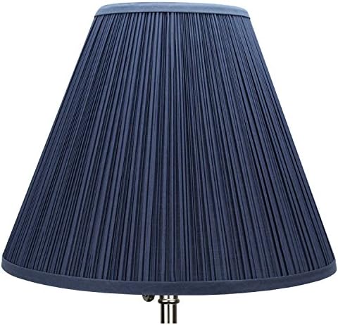FenchelShades.com 6" Top Diameter x 14" Bottom Diameter x 12" Slant Height Fabric Barrel Lampshade Spider Attachment (Pleated Navy Blue)