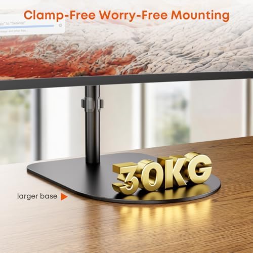 PUTORSEN Freestanding Triple Monitor Mount - Holds 49" Ultrawide Center & 32" Side Screens, 44 lbs Capacity, Extra Tall Pole, VESA 75/100