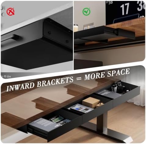 Under Desk Drawer with Gap-Free Side-by-Side Design, Hidden Handle Pull-Out Organizer for Office Desk (Black, Steel, 1-Pack)