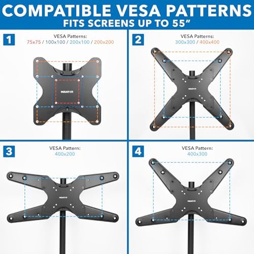 Mount-It! TV Pole Mount, Full Motion Universal TV Bracket, VESA 75x75 to 400x400, Fits TVs and Monitors 32" - 55", Clamp Fits Poles from 1.1" to 1.96", Extendable Arm, for POS, Trade Shows, Gazebo