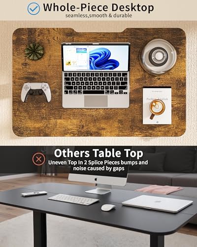 Okin Electric Standing Desk 31.5x19.7 Inches Small Computer Desk-Whole Piece Stand up Desk with Wheels Gaming Rolling Home Office Desks, Rustic Brown
