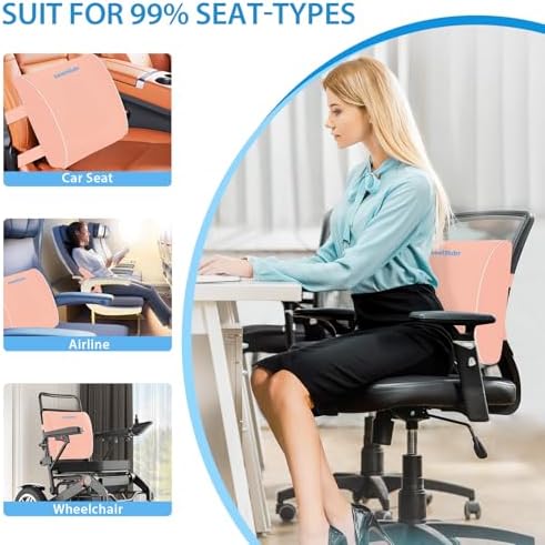 SweetSlubr Lumbar Support Pillow for Office Chair, Back Support(Pink,XL)