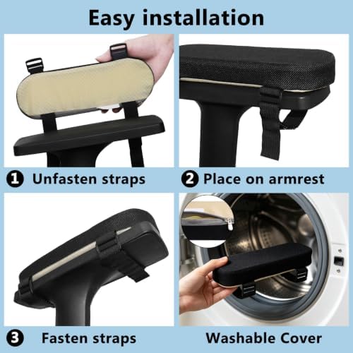 Office Chair Arm Pads, Breathable Linen Cover, 9.5" × 3.2" × 1.2"