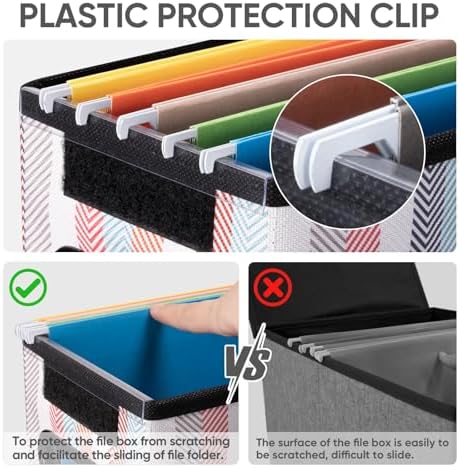 BALEINE File Organizer Box with Lid, Collapsible Hanging File Storage Box