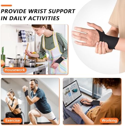 Ulnar Wrist Brace for Right & Left Hand, Ultra-Thin Elastic Wrist Wrap Compression for TFCC Tear and Repetitive Wrist Use Injury, Wrist Support for Carpal Tunnel, Tendonitis, Pain Relief (Black)