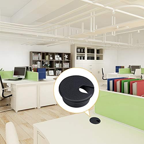 Desk Grommet, 1.5 Inch Plastic Cable Hole Cover, Wire Cord Organizer, Black