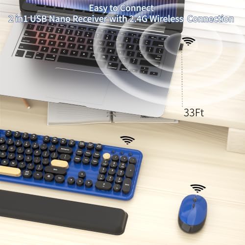 Wireless Computer Keyboard and Mouse Combos, Jewel Blue-Black