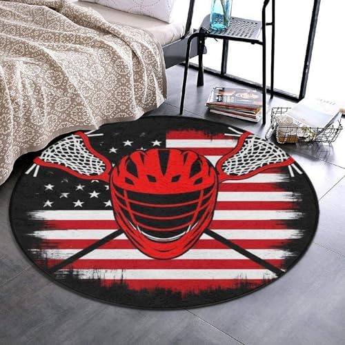 Circular Rugs Large Modern Round Area Rug Fashion Decor Mat for Home Office Lacrosse American Flag