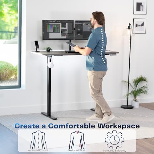 VIVO Dark Gray 60 x 24 in Standing Desk, DESK-KIT-1B6G