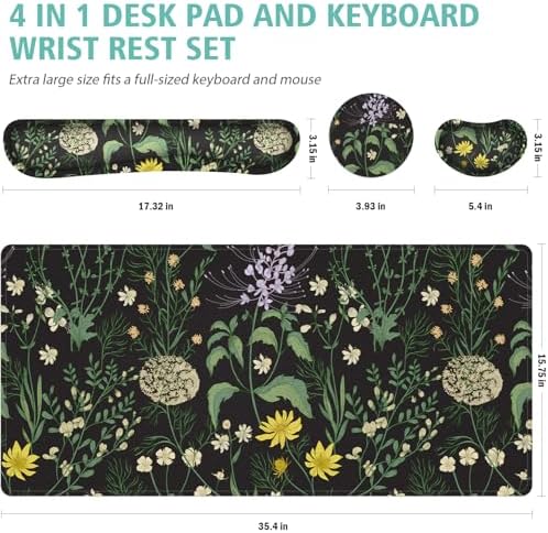 Desk Mat, Mouse Pad with Wrist Rest,4-in-1 Large Mouse Pads for Desk,Computer Ergonomic Mousepad with Wrist Support for Keyboard and Mouse(Grass)