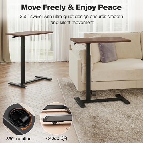 ROMOON Overbed Table with Wheels, Height Adjustable Rolling Laptop Cart