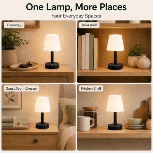 Rechargeable Table Lamp, Mini Cordless Shower Lamp for Bathroom, IP54