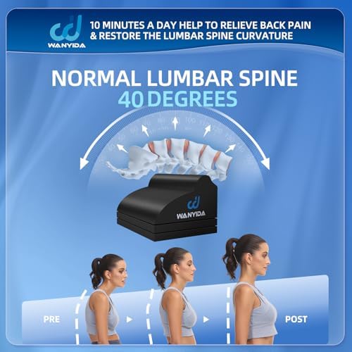 WANYIDA Lumbar Orthotic Traction Roll Device, Lower Back Stretcher for Pain relief, Back Traction for Lumbar Decompression, 3 Height Adjustable Lumbar Stretcher, Chiropractic