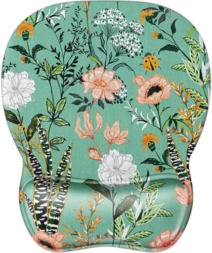 MROCO Ergonomic Mouse Pad Gel Wrist Rest, 9.4 x 8.1 in, Garden Whispers